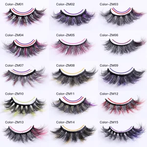 3D 6D for False Color Eyelashes Natural Full Strip Colored Makeup Cosplay Synthetic Hair Handmade Cruelty Free