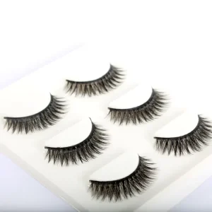 3D Curling Natural Dense Cross Style Three Pairs Set Synthetic Hair Cruelty Free Vegan Black 0.07MM Thickness Eyelashes