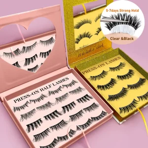 3D Effect Handmade Self Adhesive Faux Mink Silk PBT False Eyelashes Daily Wear Press Multipack Lightweight Full Strip Lashes