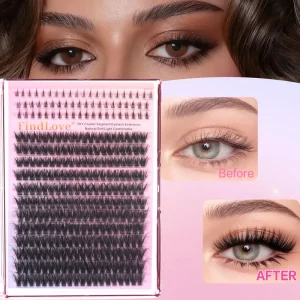 3D Effect Segment DIY Eyelash Volume 3D Fluffy Eyelashes Segment Lashes 200P Upper With Lower Lash Kit Bond Seal