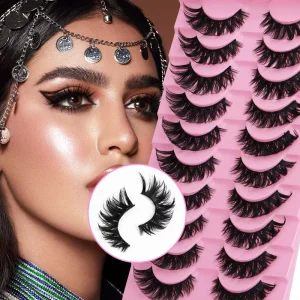 3D False Eyelashes Mink Natural Wispy Dramatic Cat Eye Winged Reusable Lightweight Handmade 10 Pairs
