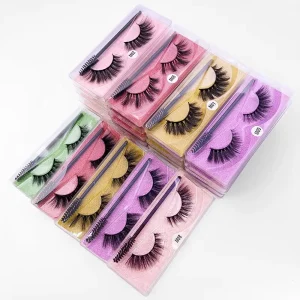3D Fan Shaped False Eyelashes Dramatic Mink Fur Mixed Lengths for Russian Customers