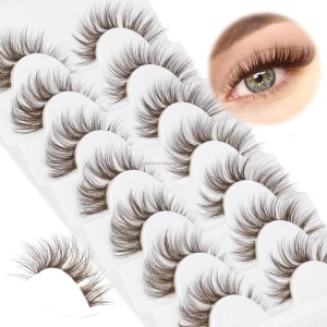 3D Faux Mink DIY Individual for Wispy Lashes Brown Natural Cruelty Free Vegan Soft Plant Fiber Reusable Eyelashes