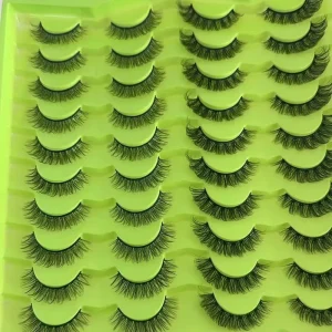 3D Faux Mink Fluffy Lashes 20 Pairs Fluffy Vegan Natural False Full Strip Eyelashes 3D Silk Mink Eyelashes