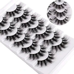 3D Faux Mink Full Strip Eyelashes Natural Wispy Clear Band Reusable Vegan Cruelty Free Private Label OEM Custom Box