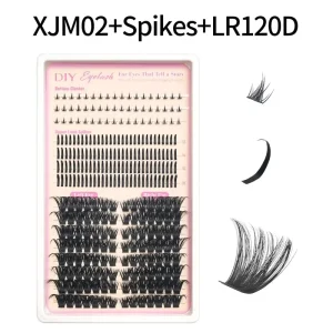 3D Faux Mink Lash Extension Kits D Curl 9 16mm Segment Wispy Cluster Lashes Bottom Spike DIY Eyelash Extension
