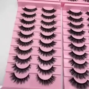 3D Faux Mink Strip Lashes Natural Full Eyelashes Handcrafted Synthetic Fiber OEM
