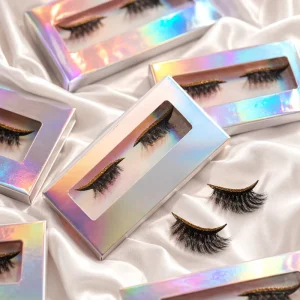 3D Faux Mink Synthetic Hair False Eyelashes Handmade Black Cotton Stalk 0.07MM Thickness Natural Long Customized Tray Model V 01
