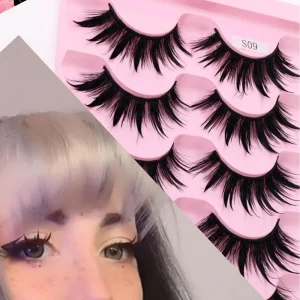 3D Faux Mink Wet Eyelashes 5 Pairs Little Devil Eyelashes Natural Daily Makeup Manga Cluster Clear Band Eyelashes
