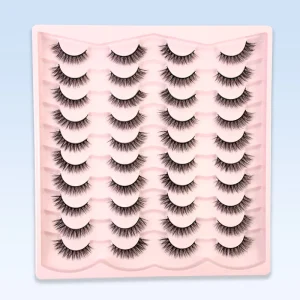 3D Faux Mink Winged Cruelty Free Vegan Self adhesive Reusable Full Strip Eyelashes 20 Pairs