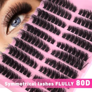 3D Fluffy Cluster Lashes 80D Mixed Lengths Fluffy Thick Eyelash Clusters Individual Lashes DIY Eyelashes Extension