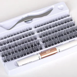 3D Fluffy Mink Eyelash Cluster Kit Handmade Thick Individual False Colorful Silk Fur Fiber Extensions DIY Individual