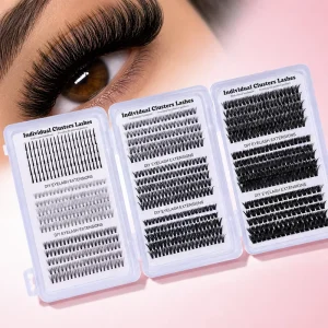 3D Fluffy Thin Band Diy Lash Cluster Kit D Curl10 24mm 200D 60D Segment Bottom Lashes Spiky Cluster Lashes Book Tray