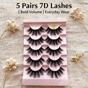3D Full Strip Eyelashes Handmade 5 Pairs Faux Mink Lashes Extensions Private Label for Wispy False Lashes
