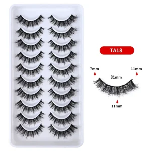 3D Full Strip Synthetic Hair Eyelashes Soft Black Cotton Band Wispy Natural Lash Eyelashes