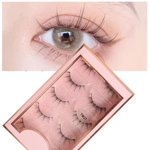 3D Lashes Invisible Clear Band Natural Style 5 Pairs Eyelashes Wispy False Eyelash