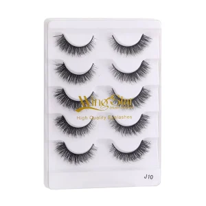 3D Layered Effect Full Strip False Lashes Natural Black Cotton Band Lahes Easy to Wear Private Labels