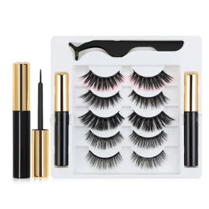 3D Magnetic Eyelashes 5 Pieces Full Strip Colored Eyelash Magnets False Eyelashes