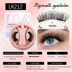 3D Magnetic Eyelashes Reusable Light Weight Quantum Eyelashes Kit with Applicator Easy to Wear No Glue Needed Magnet