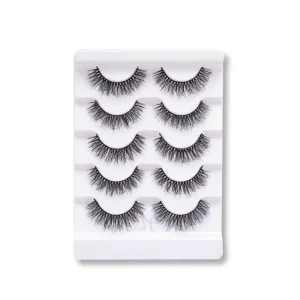 3D Mink False Eyelashes 5 Pairs Wispy Voluminous Flared Crisscross Strip Lashes Handmade Reusable Eyelashes for Women Party
