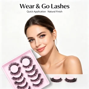 3D Mink False Eyelashes 5 Pairs Wispy Voluminous Flared Strip Lashes Handmade Reusable Eyelashes for Women Party Daily Wear