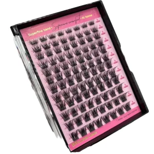 3D Mink Handmade Pre cut Segment Faux Cluster Lashes Kit 0.07MM Thickness Mix Black Cotton Stalk Customizable Tray DIY