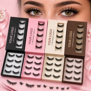 3D Natural Faux Mink Corner Eye Lash Vegan False Strip Eyelashes 5 Pairs Full Strip Cilios Custom Half Lashes Box