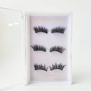 3D Natural Fluffy Press On DIY Lashes Clusters Pre Glued Half Strip Eyelashes Korean Silk Free Sample