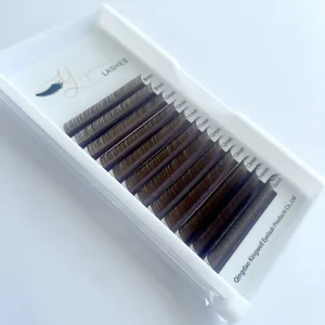 棕色宽松底座 哑光单根睫毛 深色 黑棕色 3D 混合长度 丰盈 PBT 羊绒材质 托盘