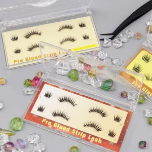 3D Plant Fiber Handmade Cruelty Free Self Adhesive Pre Glued Reusable Lash Strips with Cotton Band-Shandong