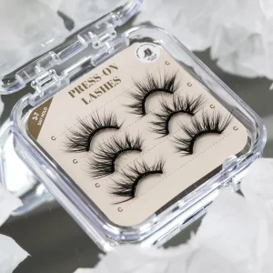 3D Pre Glue Self Adhesive Cruelty Free Plant Fiber Lash Strips Waterproof Eyelashes for Wispy Half Lash Glueless