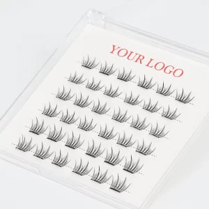 3D Printed Synthetic Hair Cluster Press-On Lashes Plastic Cotton Band Short Length Cruelty-Free Natural Styles Cat Eye Look