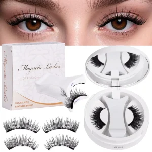 3D Reusable Custom Waterproof No Glue Needed Magnetic Eyelashes With Applicator Private Label Natural Long Magnetic Lashes