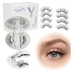 3D Reusable Thick Natural Soft Magnetic Lashes with Applicator Soft Magnetic Eyelashes No Glue Needed