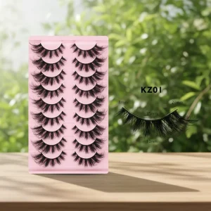 3D Silk Mink Effect Full Strip Eyelashes C Curl 12mm Lightweight Fluffy Faux Mink Lashes Fluffy False Natural Wispy Eyelashes