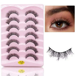 3D Synthetic Fiber False Eyelashes Natural Wispy Full Strip Lashes for Salon Daily Makeup