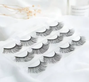3D Thick 16mm Short Natural Full Strip False Eyelashes Handmade Synthetic Hair Cotton Band 15mm Length