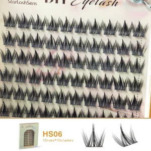 3D Thick Style Multi cluster Segmented Handmade Waterproof Cruelty Free Synthetic Hair Cross style Eyelashes