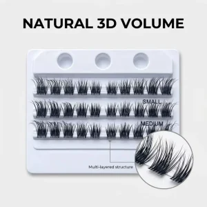 3D Volume Lash Clusters Tray 30 Pcs With Glue Wells Natural Wispy Individual Lashes