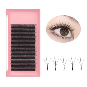 3D W Lash Premade Fairy Volume Fans Lashes Clover Bloom Natural High Quality Spike Black Hand Made 1 Tray 0.07mm