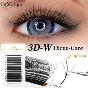 3D W Three Core Triple Tips Eyelash Extension Black Natural Soft Bloom Lash Automatic Flowering Volume Eyelashes