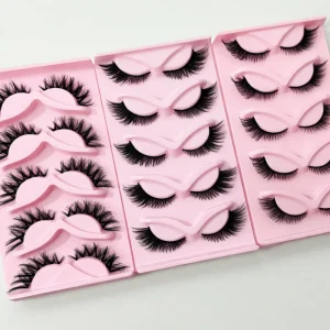 3D Wispy False Eyelashes Winged Cat Eye Handmade Synthetic Fiber Lashes Natural Long Volume Strip Eyelashes Eye Makeup
