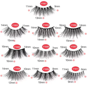 3D Wispy Faux Mink Silk Strip Eyelash Clear Band Natural Half Lash 10 Pairs Handmade Lashes for Eyelash Extension