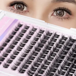 3D Wispy Individual Personalized Faux Mink Clusters Eyelashes Invisible Band Lashes Cluster Mix Size Full Strip DIY Lash