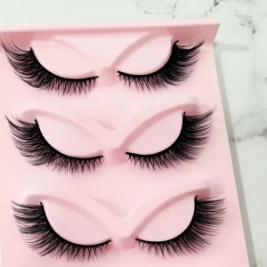 3D Wispy Winged Cat Eye False Eyelashes Cotton Band Reusable Handmade Synthetic Fiber Strip Lashes Beauty Makeup