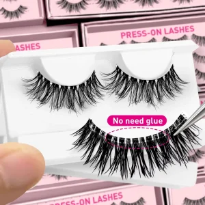 3D for Effect Self Adhesive Cruelty Free Reusable Natural False Eyelashes Glow Dark Daily Wear Press Lightweight Full Strip
