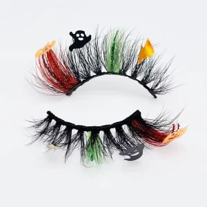 3d Faux Mink Lashes Glitter Colored Lashes With Halloween Sticker Pink Glitter Color Halloween Eyelashes