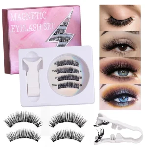 3d Fluffy Soft Thick Natural Long Reusable Magnetic Clip Eye Lashes Kit No Glue No Liner Magnetic Lashes with Applicator