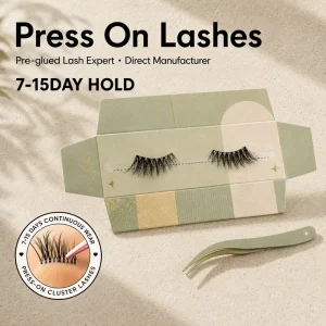 3s Apply Pre glued Half Lashes Waterproof 7 15 Days Lasting Manga Wispy Fluffy Lash Custom Size Curl Box for UK France Market