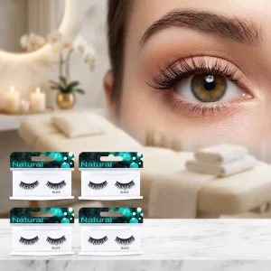 4 Pack Natural Look Wispy Eyelashes Rounded Full Volume Strip Lashes Human Hair Black Handmade Lashes for Professional Salon